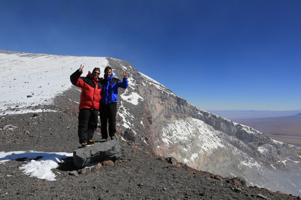 80% up, at the crater rim. 