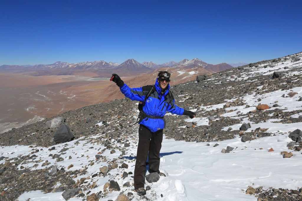 My climbing buddy Christof with the gopro camera on his head!